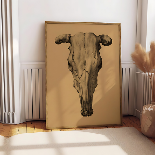 Vintage Cow Skull Pencil Drawing Poster(Printable+Physical)