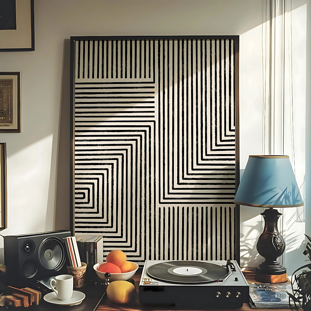 Beige Black Brush Stroke Wall Art(Printable+Physical)