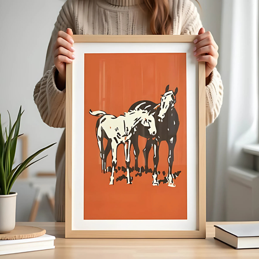 Retro Horses Print Western Horse Art(Printable+Physical)