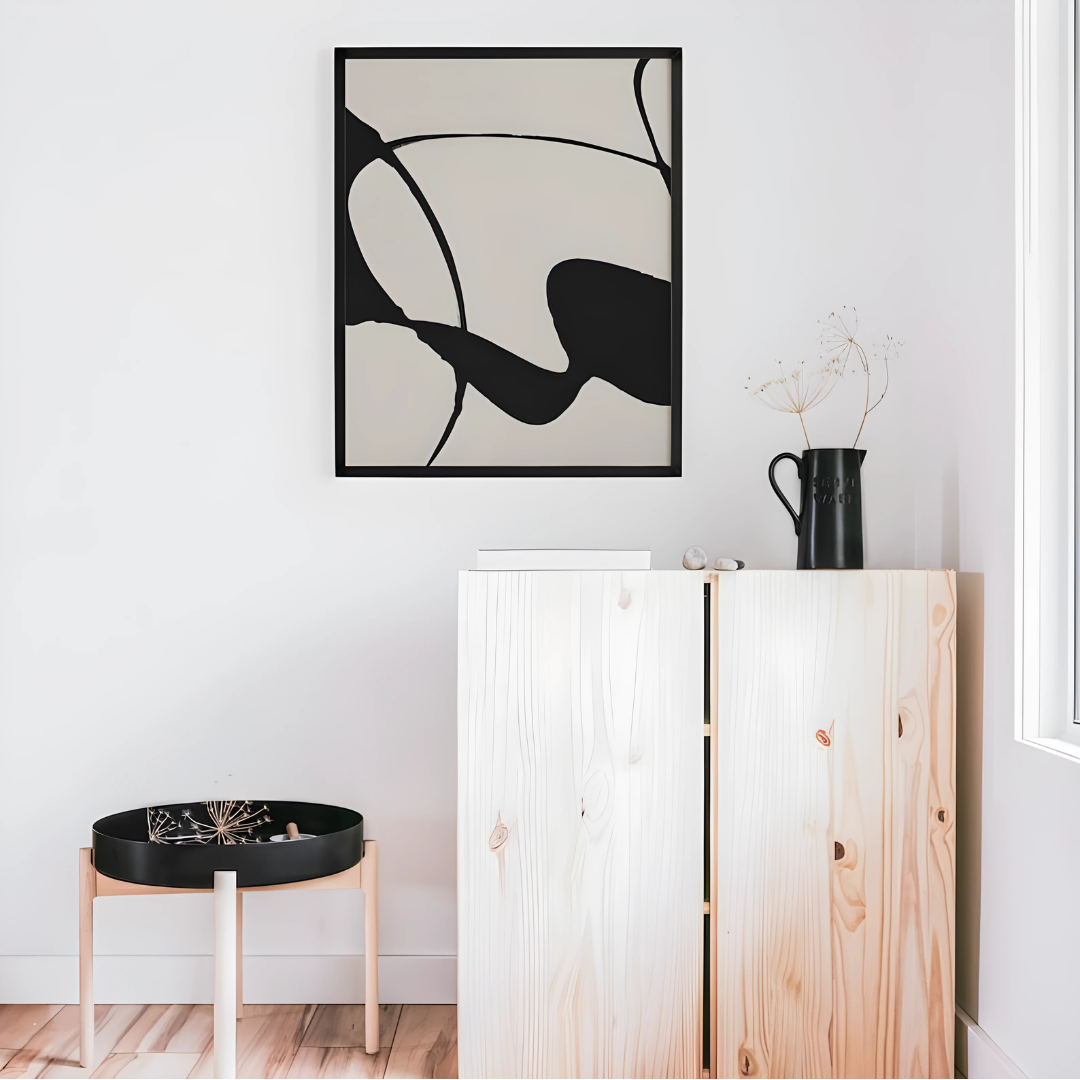 Black Beige Abstract Wall Art (Printable+Physical)