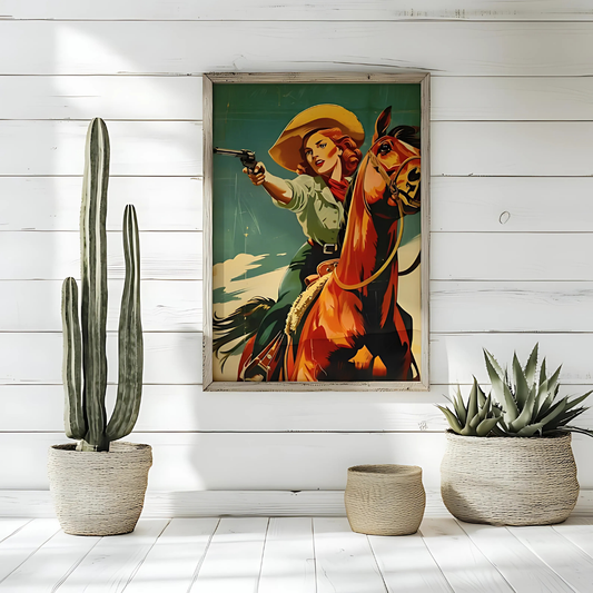 Western Cowgirl Vintage Wall Art(Printable+Physical)