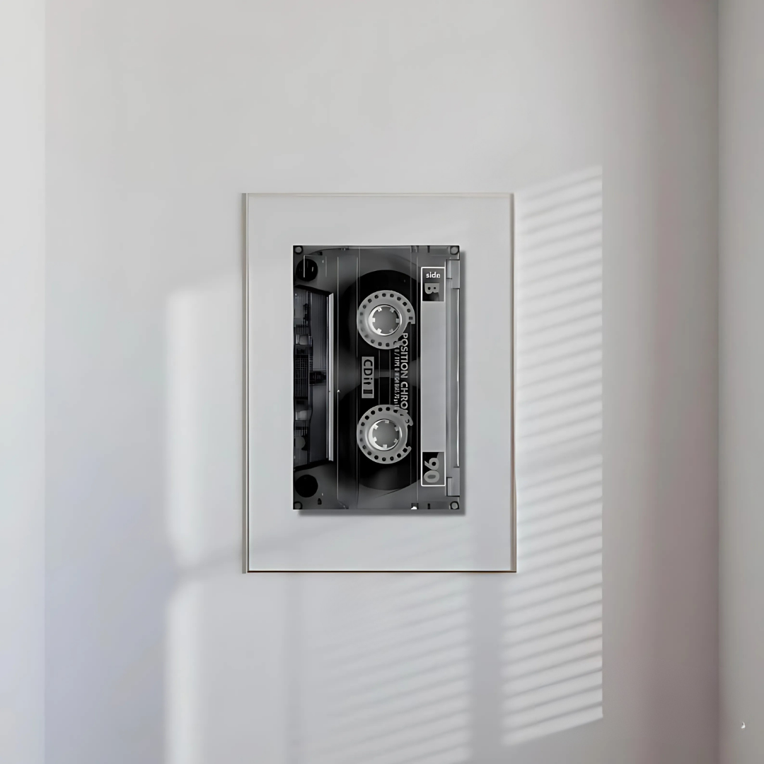 Black And White Retro Cassette Digital Print(Printable+Physical)