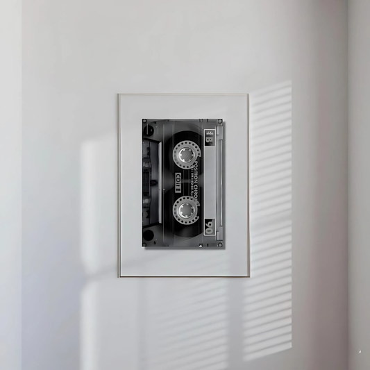 Black And White Retro Cassette Digital Print(Printable+Physical)