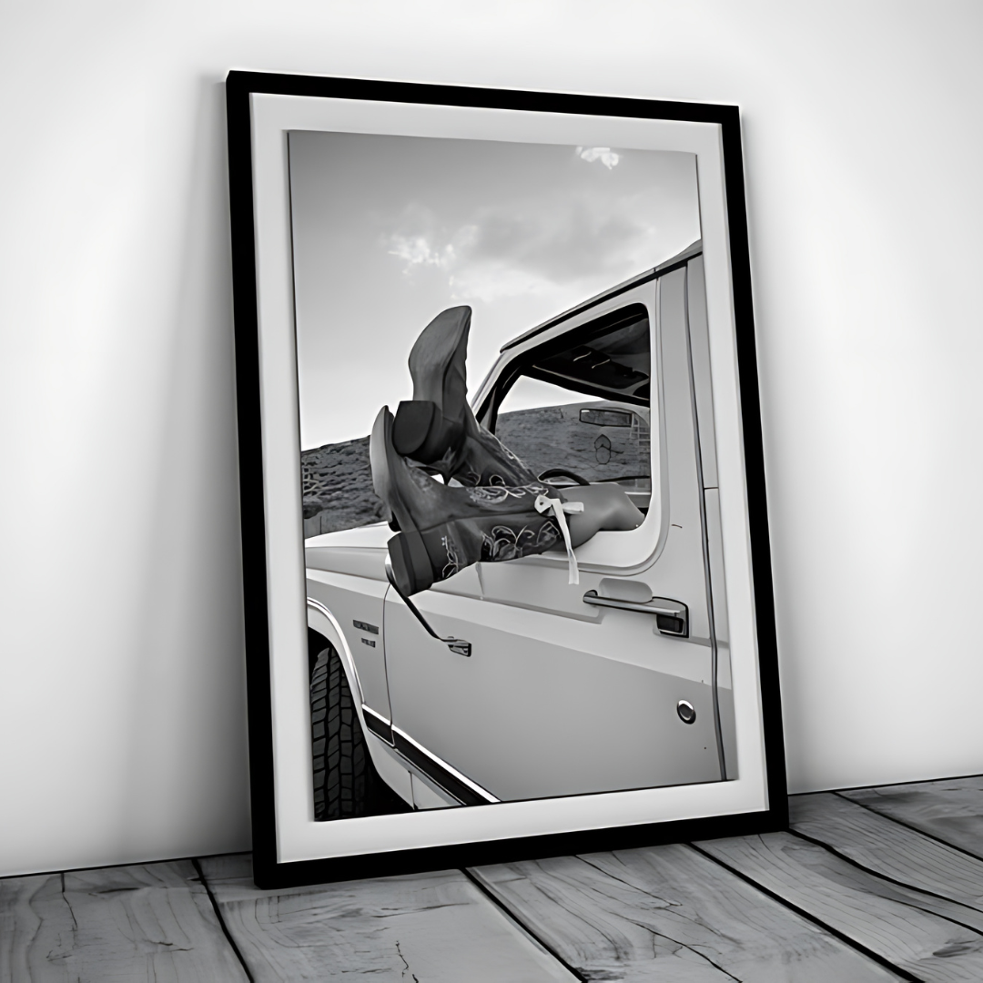 Cowgirl Black and White Western wall art(Printable+Physical)