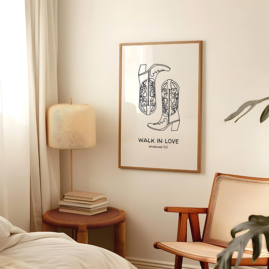 Walk In Love Western Christian Wall Art(Printable+Physical)