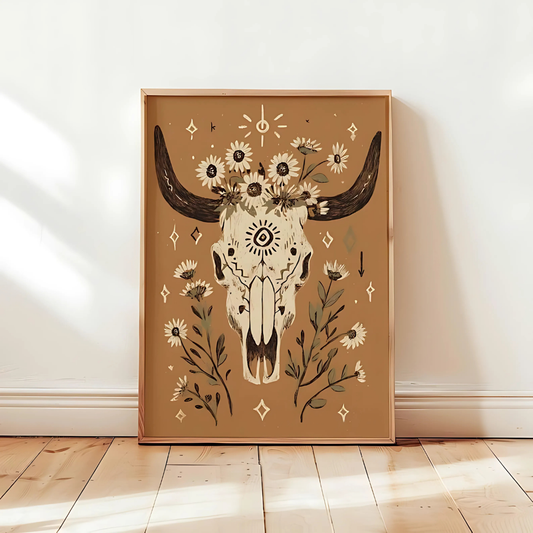 Western Cow Skull Art Print(Printable+Physical)