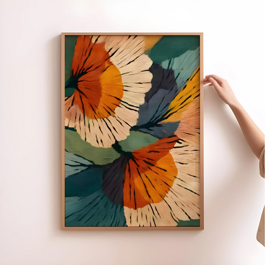 Botanical Mid Century Print Retro Flower Wall Art (Printable+Physical)