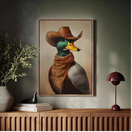 Western Cowboy Duck Wall Art(Printable+Physical)