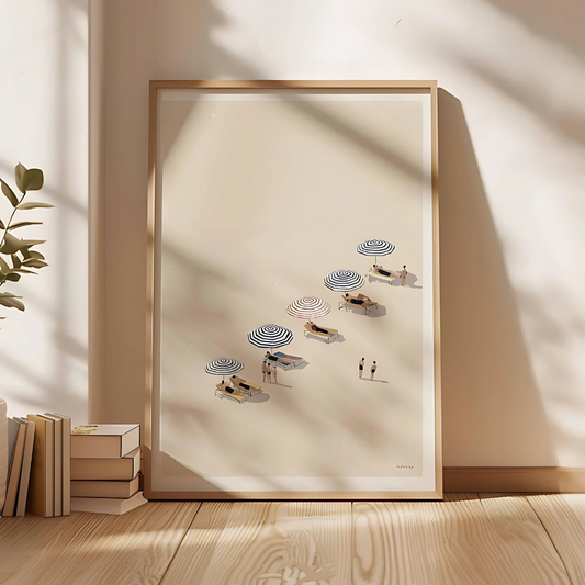 Minimalist Beach Coastal Umbrella Wall Art(Printable+Physical)