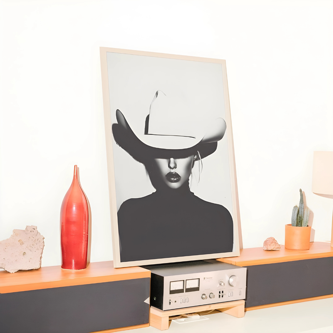 Halftone Minimalist Cowgirl Art Print(Printable+Physical)