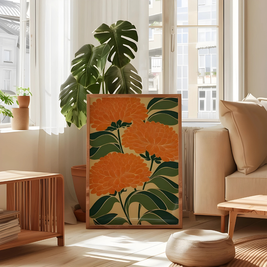 Colorful Art Deco Floral Wall Art (Printable+Physical)