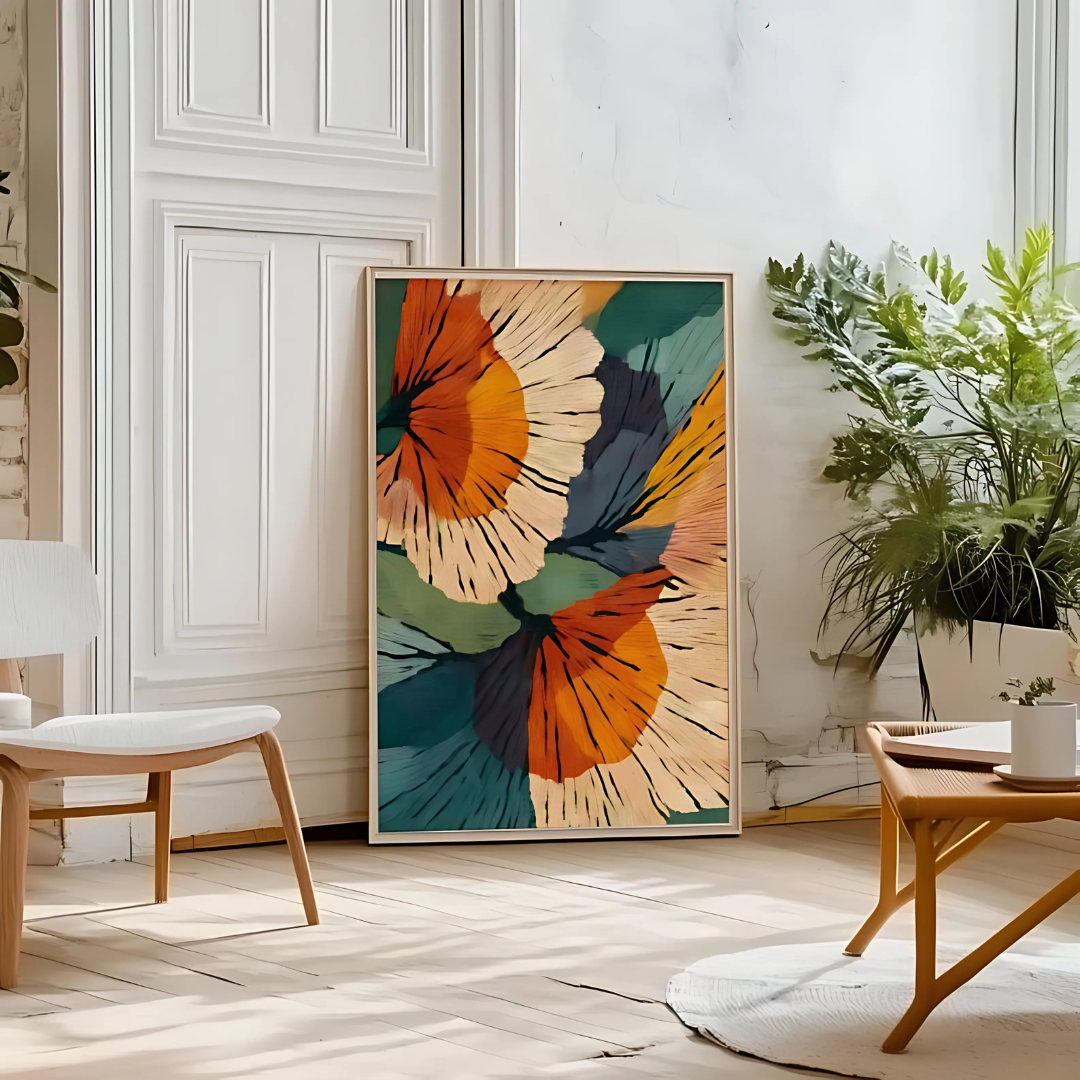 Botanical Mid Century Print Retro Flower Wall Art (Printable+Physical)