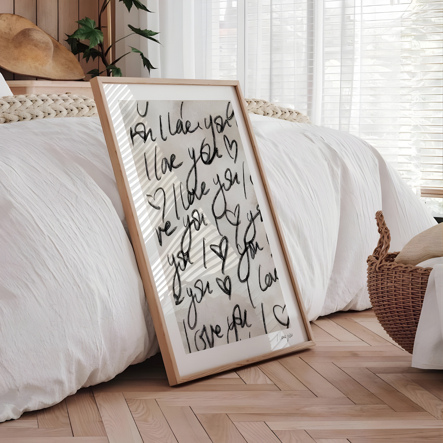 I LOVE YOU Wall art Print| black handwritten Print(Printable+Physical)
