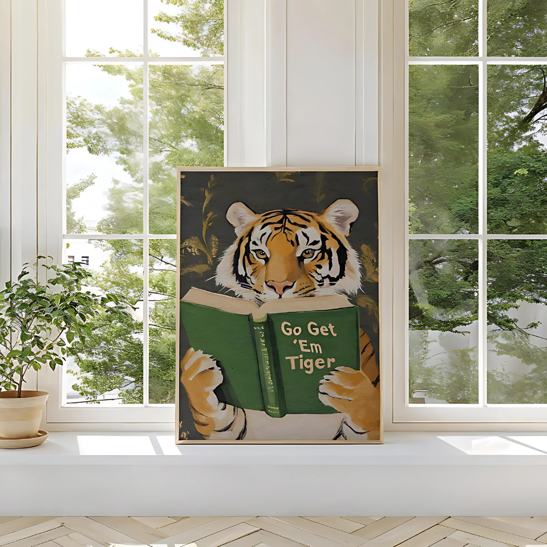 Humorous Bookworm Wall Art for Library(Printable+Physical)