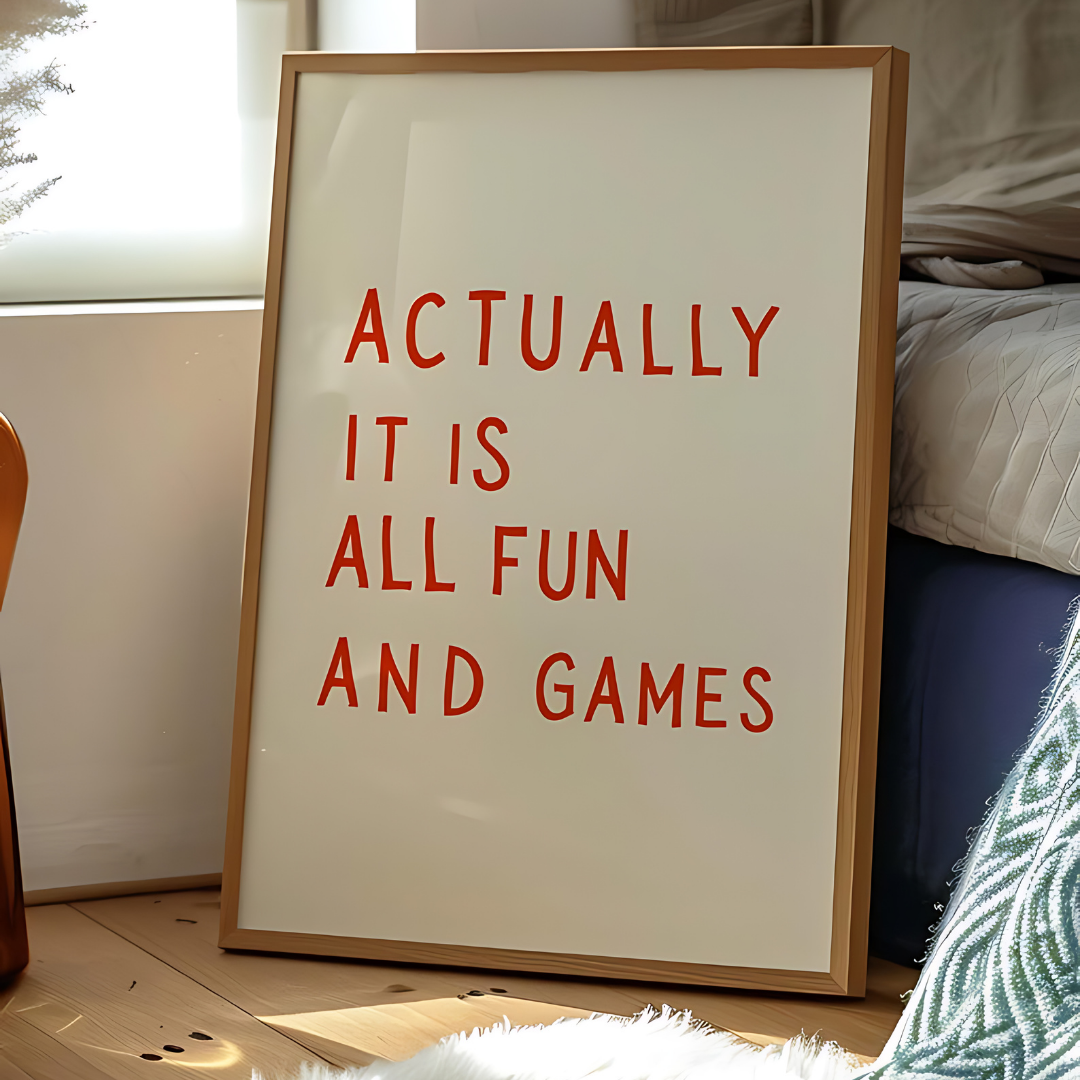 It is All fun and games Retro Wall Art(Printable+Physical)