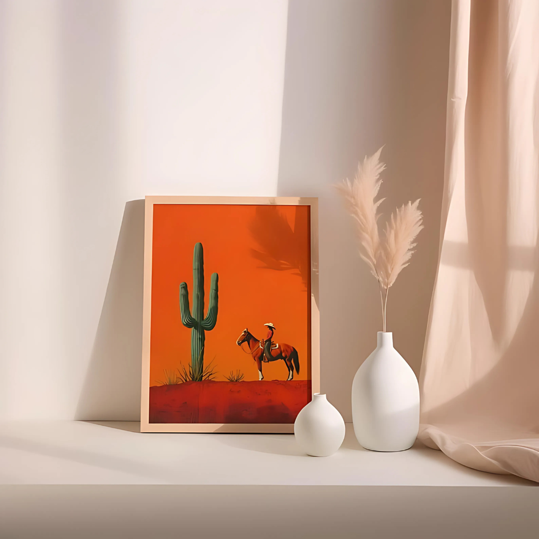 Cowgirl Minimalist Boho Western Illustration(Printable+Physical)