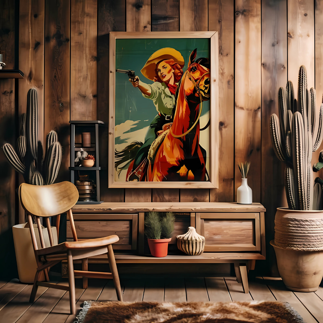 Western Cowgirl Vintage Wall Art(Printable+Physical)