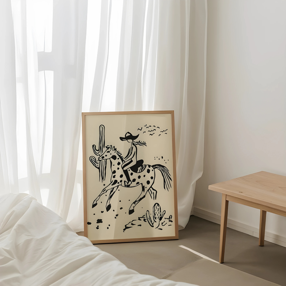 cowgirl riding horse digital art (Printable+Physical)