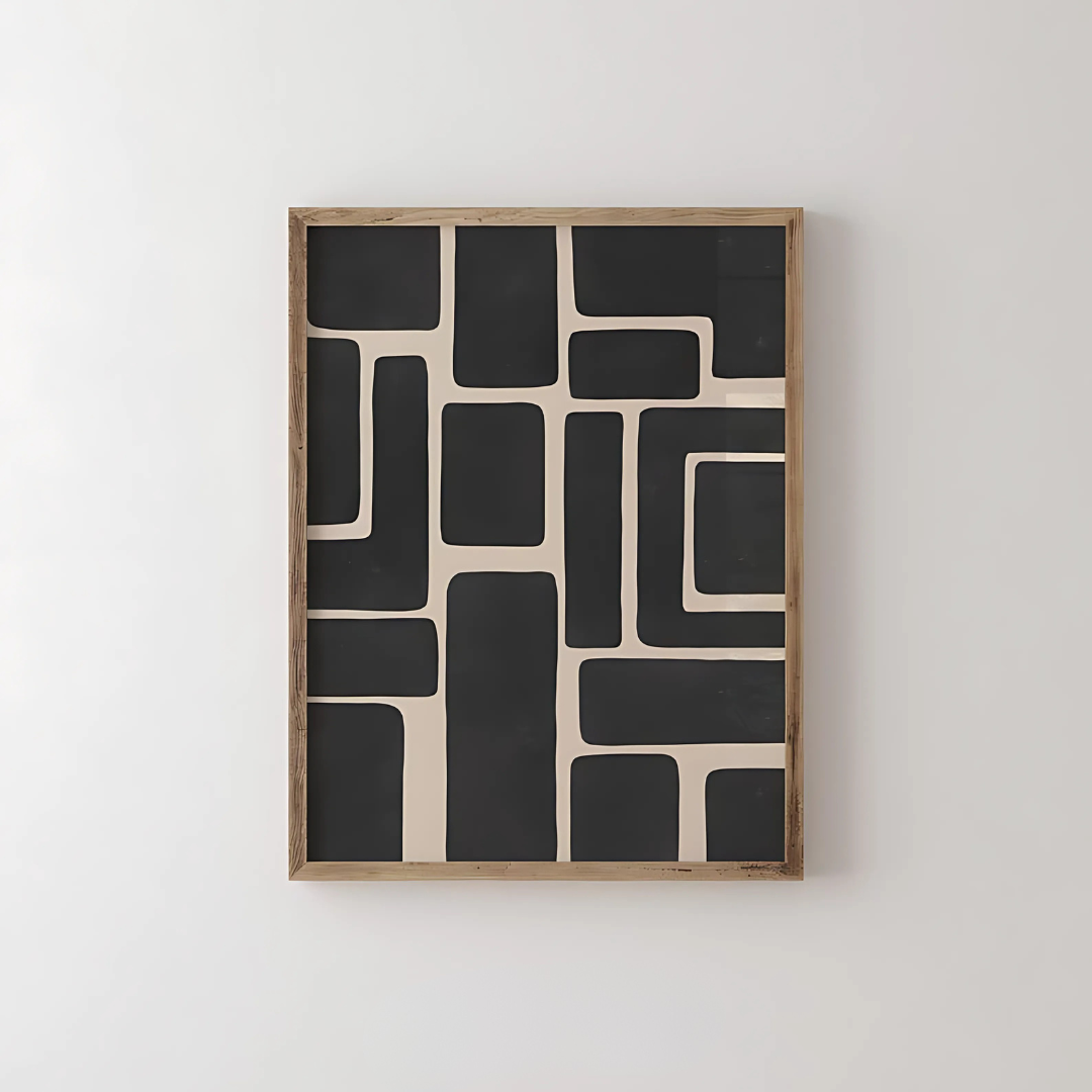 Geometric Shapes Black and Beige Wall Art(Printable+Physical)