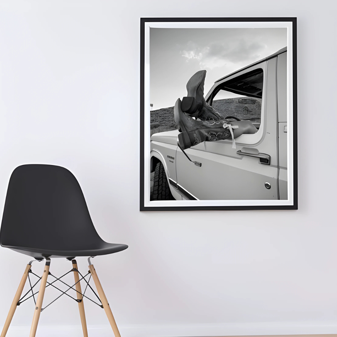 Cowgirl Black and White Western wall art(Printable+Physical)