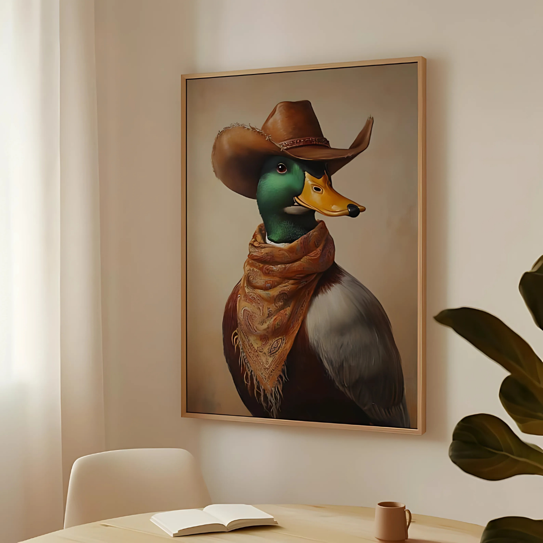 Western Cowboy Duck Wall Art(Printable+Physical)