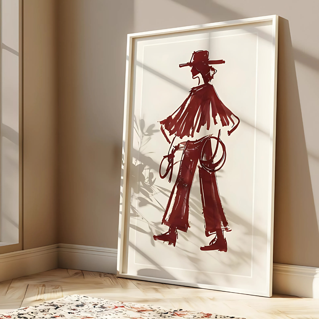 Burgundy Cowgirl Editorial Wall Art(Printable+Physical)