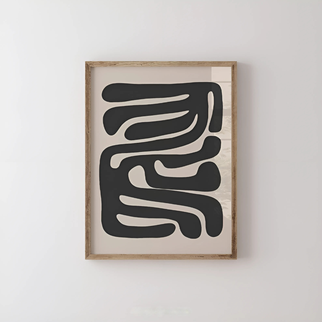 Beige and Black Downloadable Mid Century Modern Wall Art(Printable+Physical)
