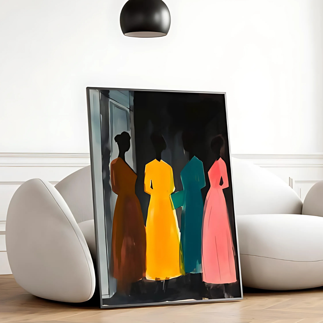 Women in Colorful Dresses Retro Poster(Printable+Physical)