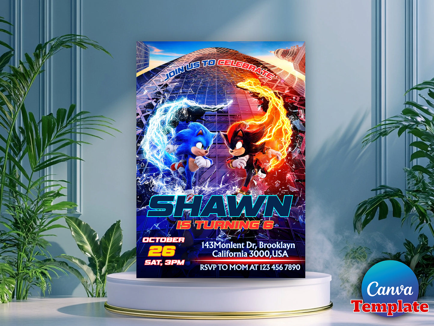 Editable Sonic 3 Invitation(Printable)