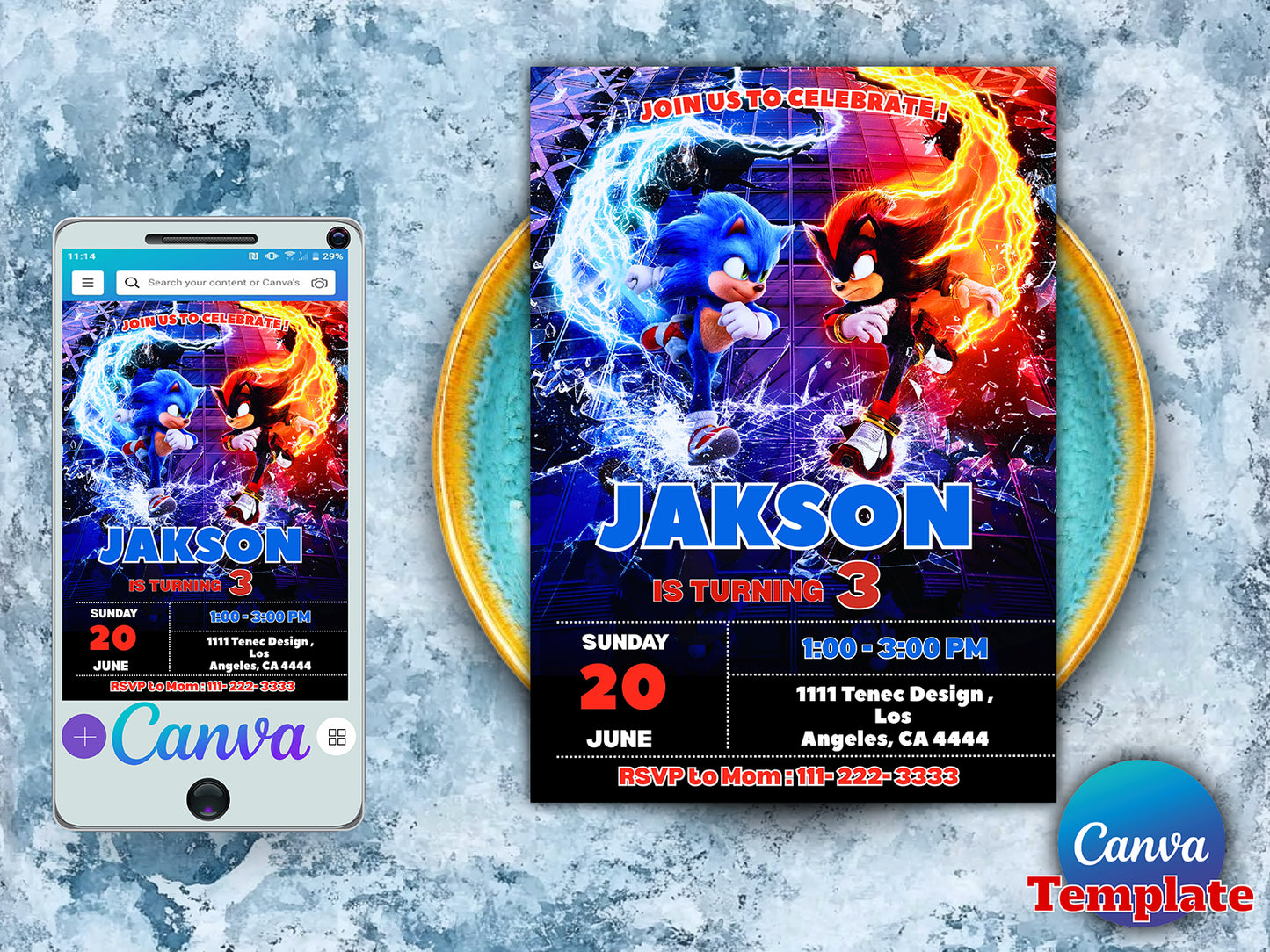 Sonic Birthday Invitation(Printable)