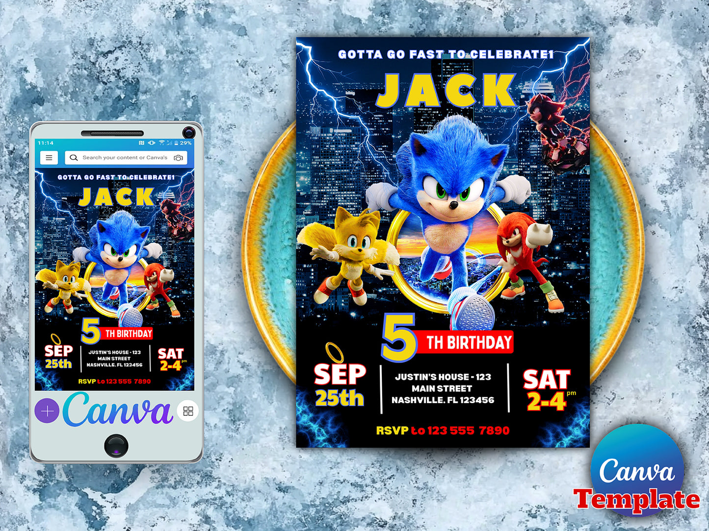 Super Sonic Birthday Party Invitation(Printable)