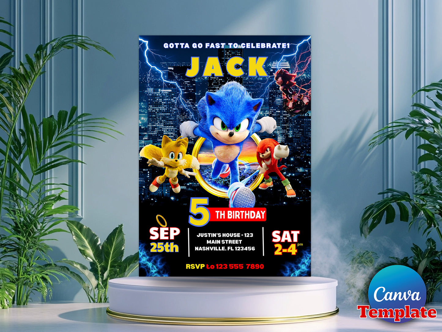 Super Sonic Birthday Party Invitation(Printable)