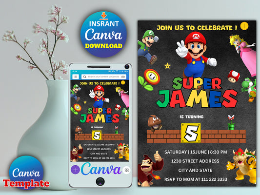 Super Mario Birthday Invitation(Printable)