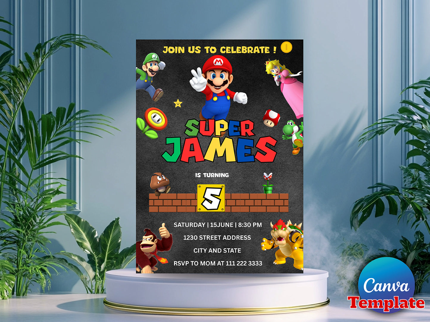 Super Mario Birthday Invitation(Printable)