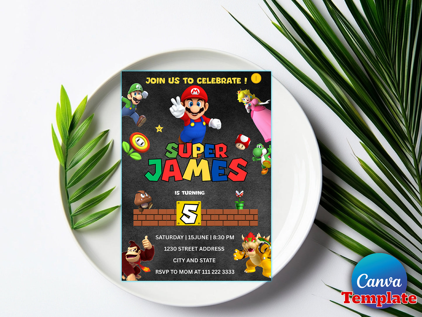 Super Mario Birthday Invitation(Printable)