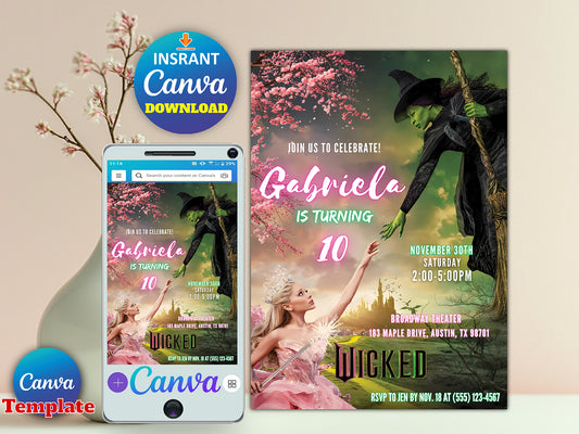 Editable Wicked Birthday Party Invitation(Printable)
