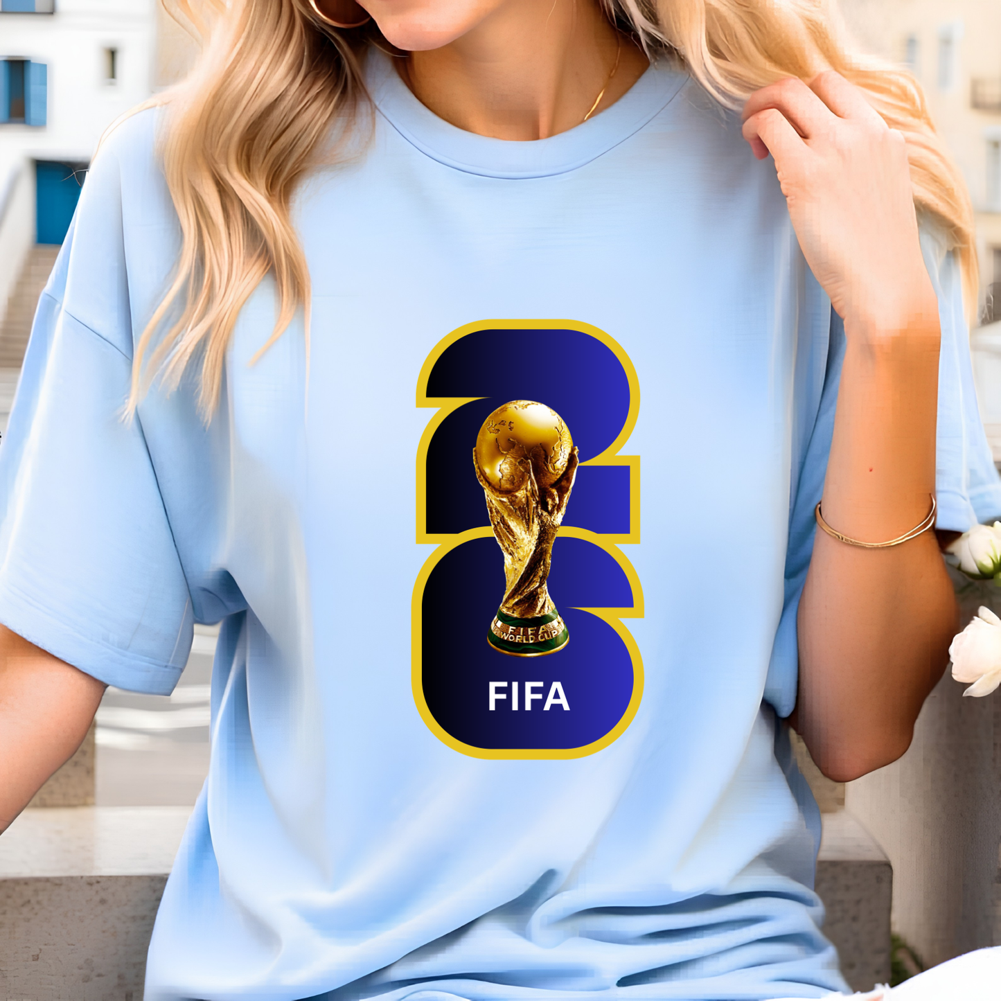 FIFA World Cup 2026 Trophy Deep Gradient Bold Number Graphic T-Shirt (physical)