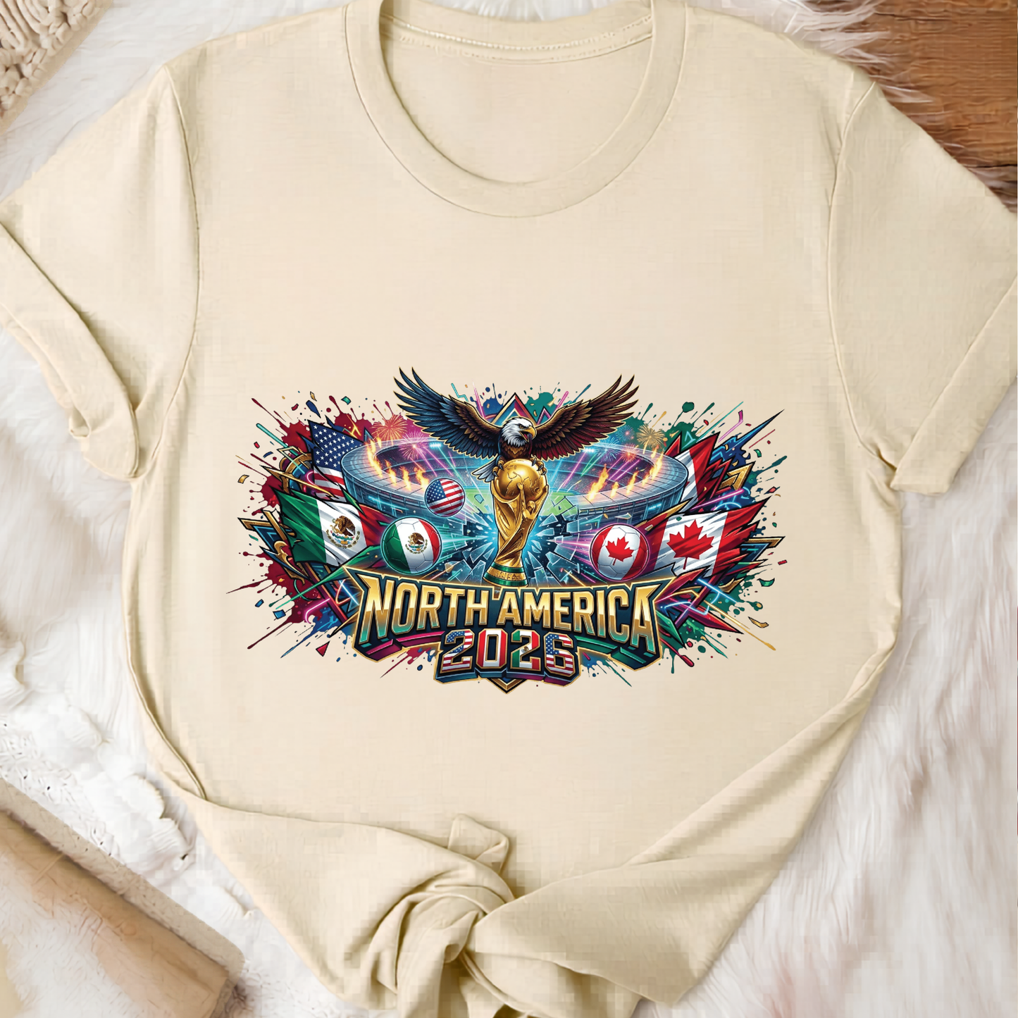 North America 2026 World Cup Eagle and Stadium Graphic T-Shirt (physical)