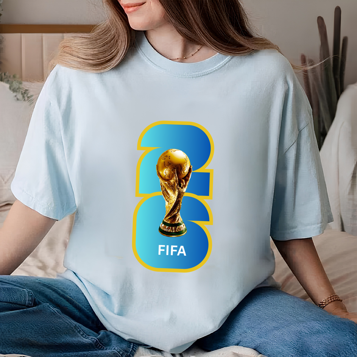 FIFA World Cup 2026 Trophy Vibrant Gradient Number Graphic T-Shirt (physical)