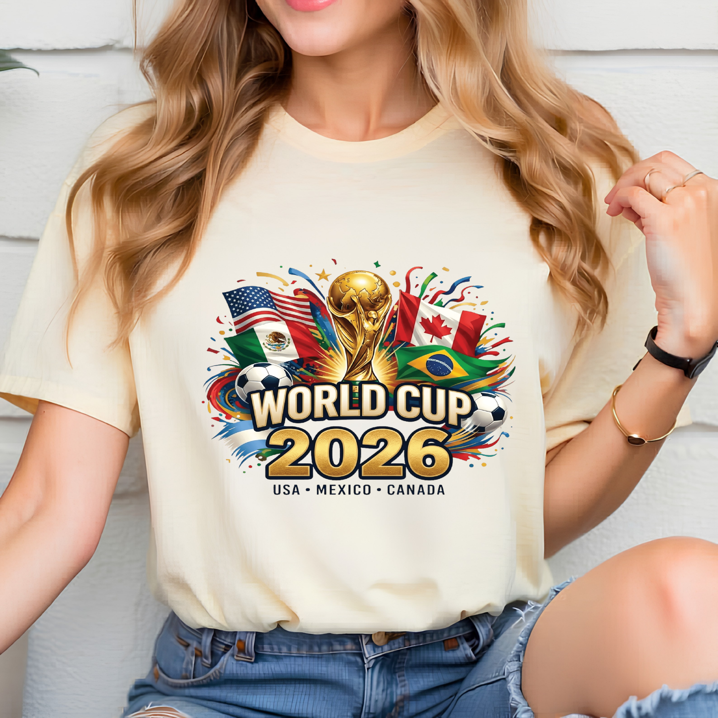 FIFA World Cup 2026 Multi-National Flags Emblem Graphic T-Shirt (physical)