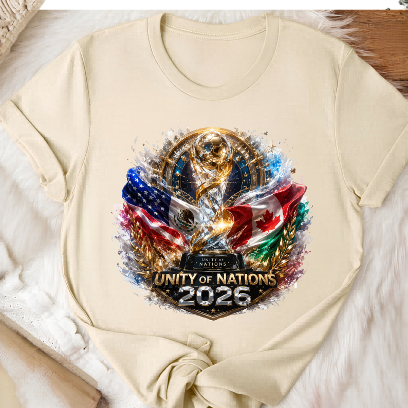 Unity of Nations World Cup 2026 Host Country Flags Premium Graphic T-Shirt (physical)