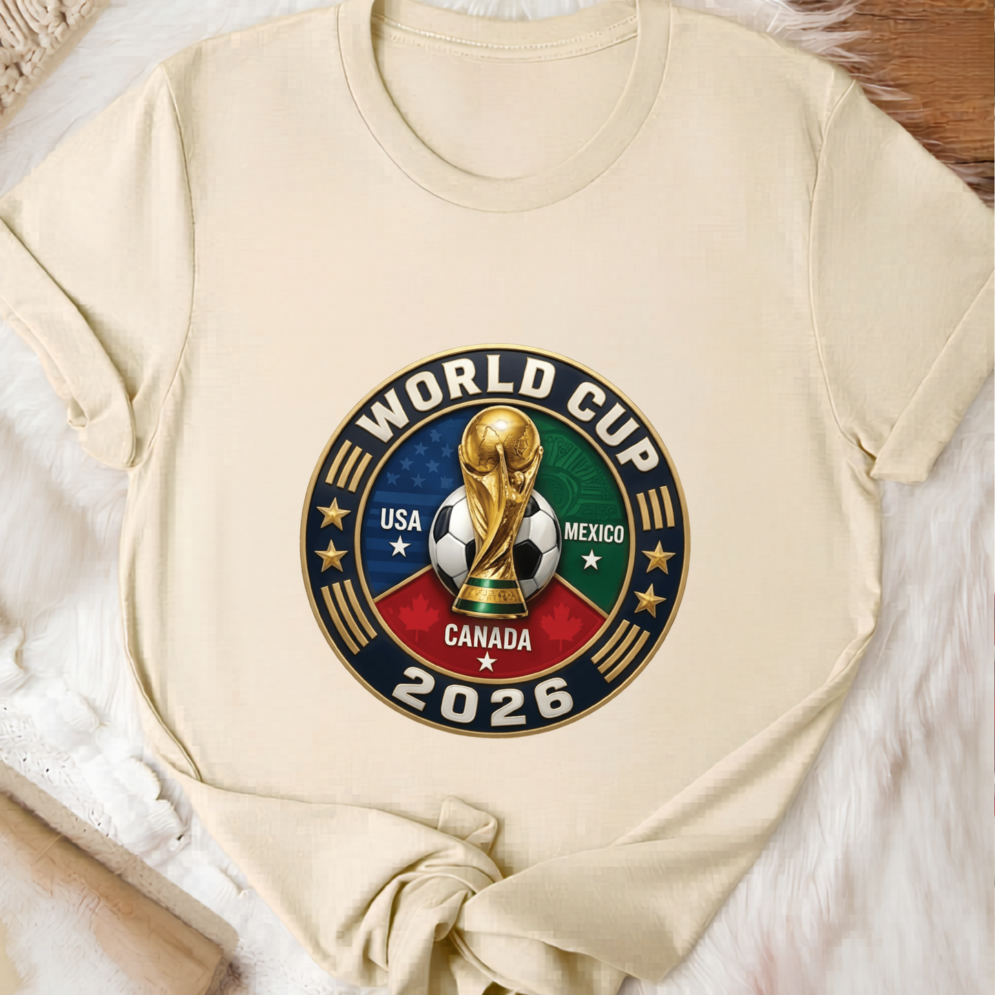 FIFA World Cup 2026 USA-Canada-Mexico Ribbon Watercolor Splash T-Shirt (physical)