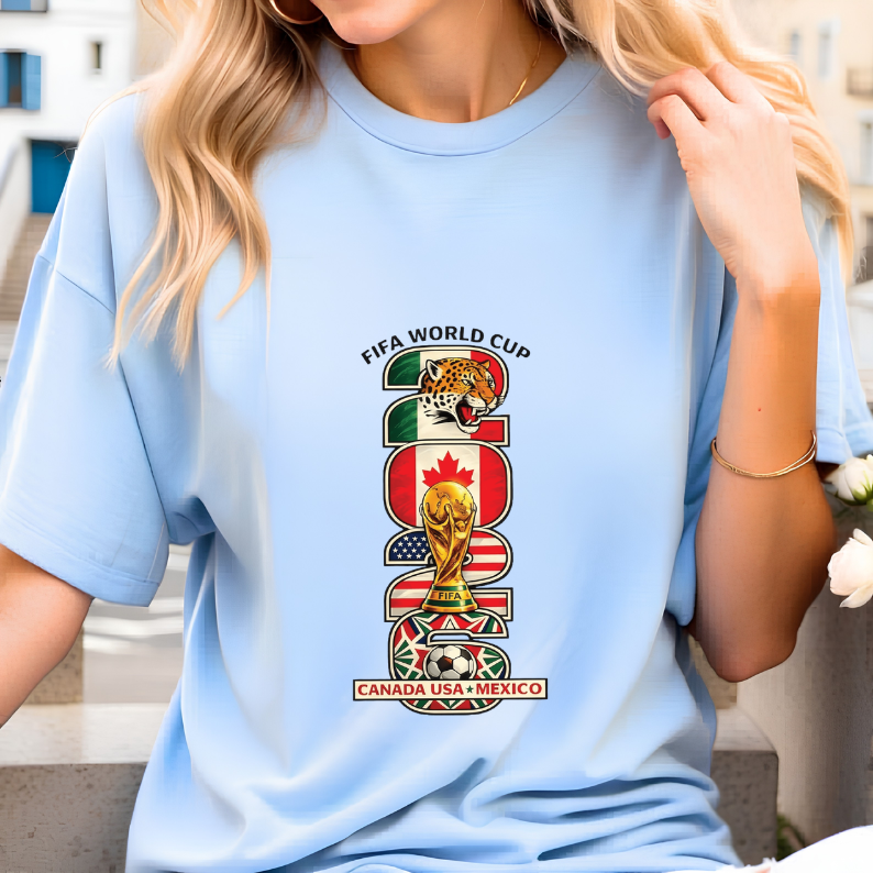 FIFA World Cup 2026 Canada-USA-Mexico Vertical Graphic T-Shirt (physical)