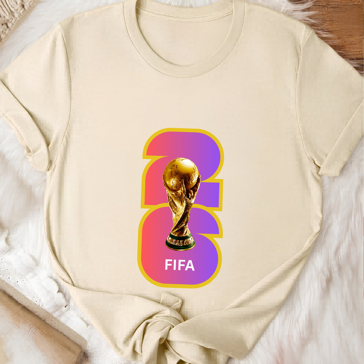 FIFA World Cup 2026 Trophy Gradient Number Graphic T-Shirt (physical)