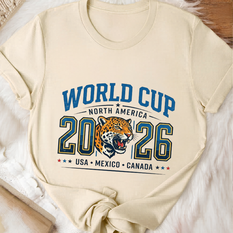 Official 2026 World Cup North America Jaguar Grey Graphic Tee (physical)