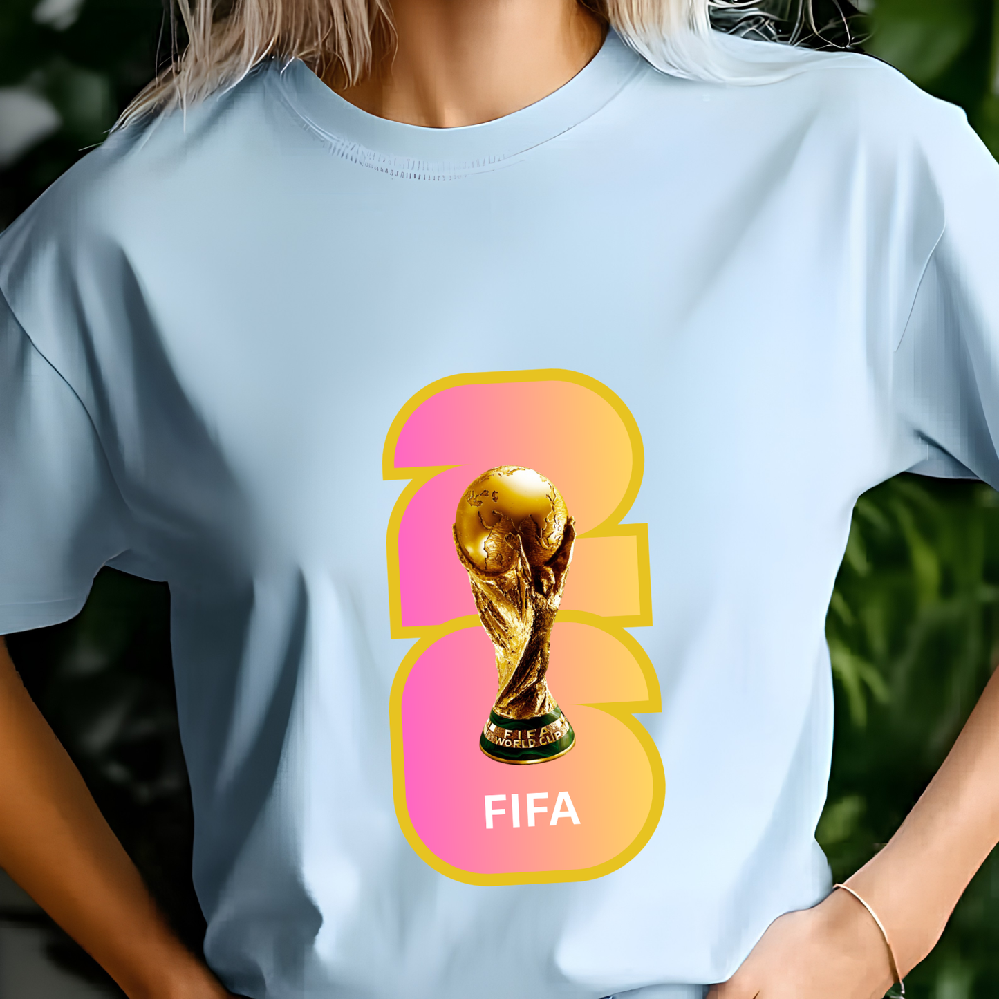FIFA World Cup 2026 Trophy Gradient Bold Number Graphic T-Shirt (physical)