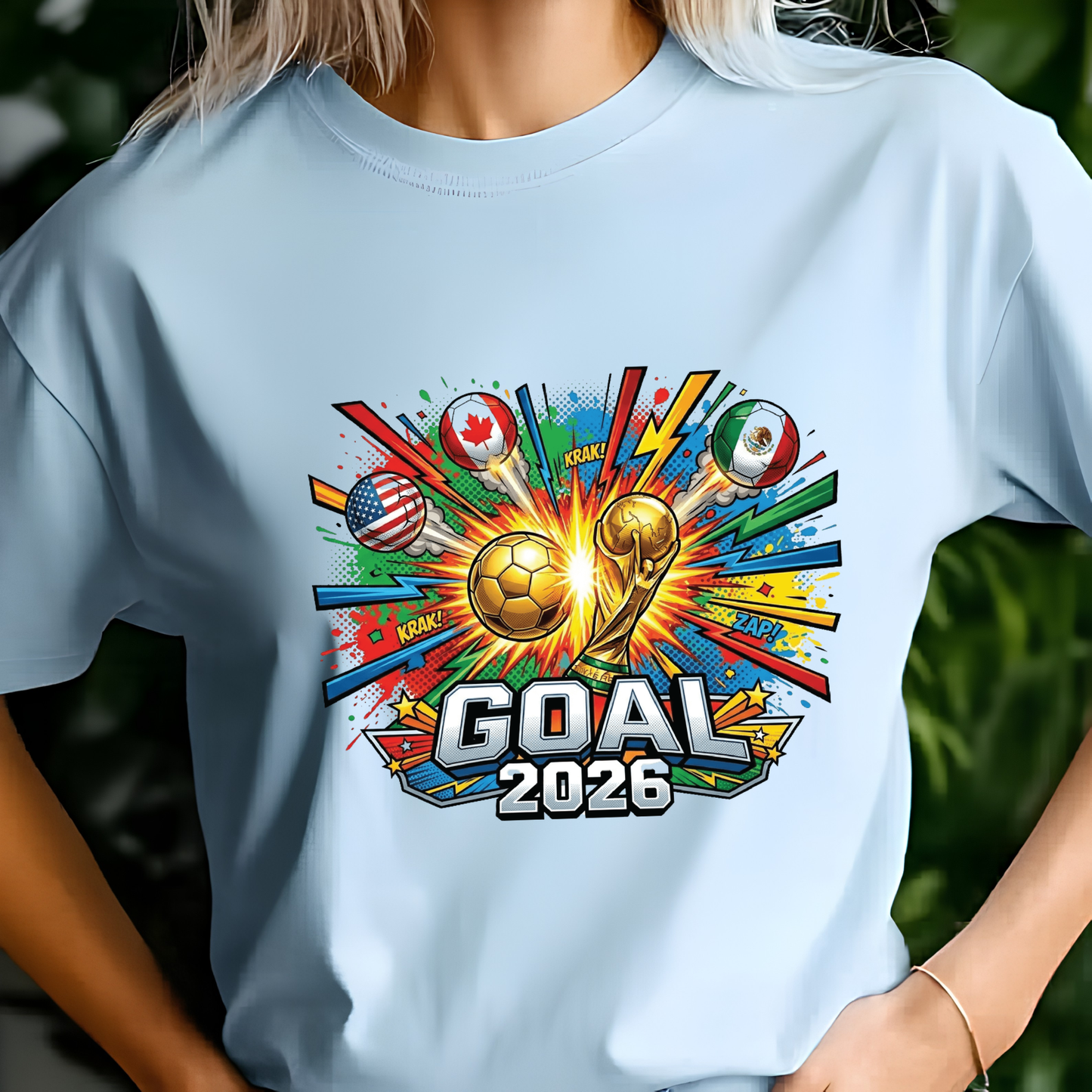 Retro Comic Book Style Goal 2026 Soccer Explosion Pop Art Shirt (physical)