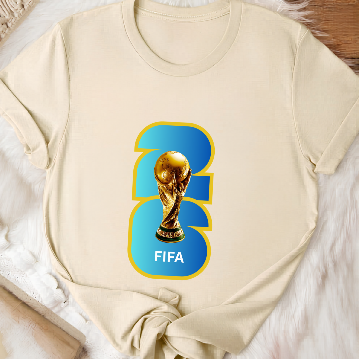 FIFA World Cup 2026 Trophy Vibrant Gradient Number Graphic T-Shirt (physical)