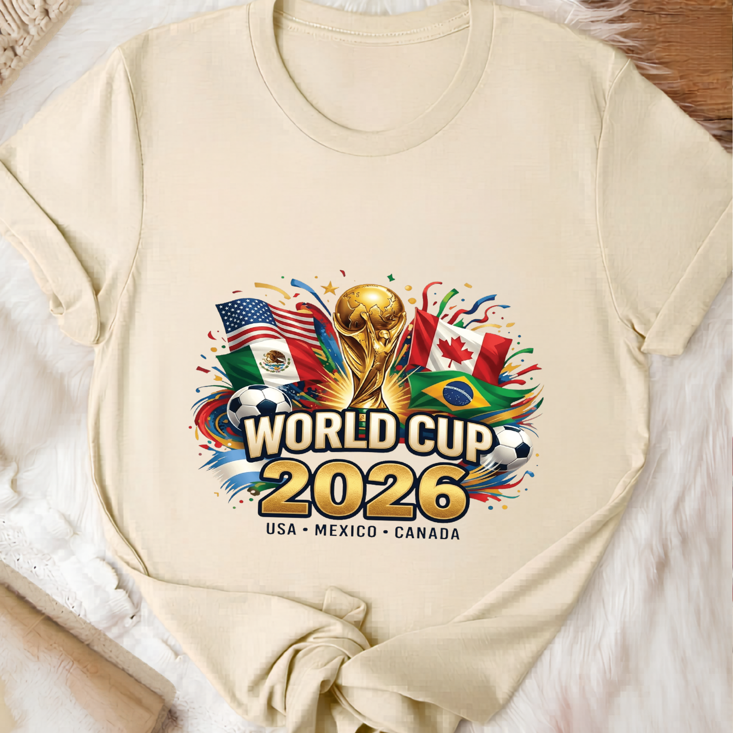 FIFA World Cup 2026 Multi-National Flags Emblem Graphic T-Shirt (physical)